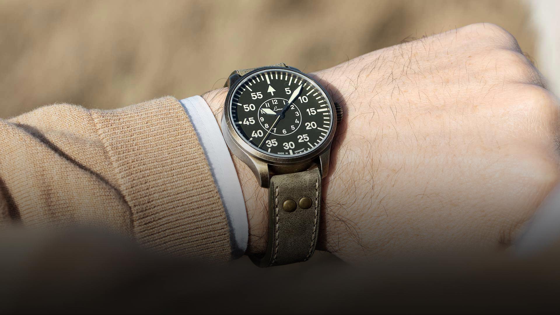 Pilot Watches Basic by Laco Watches Model Aachen oliv 42